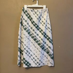 Green & White Midi Skirt
